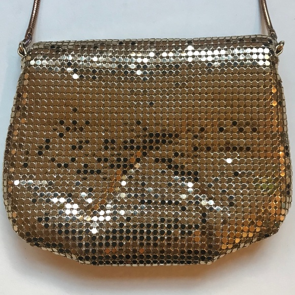 Whiting & Davis Mini Gold Pedal Flap Crossbody Bag - Picture 6 of 8